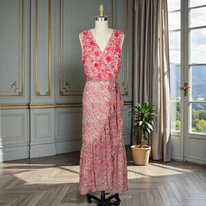 ANTHROPOLOGIE RANNA GILL ALEXANDRA FLORAL EMBROIDERED RUFFLE WRAP DRESS